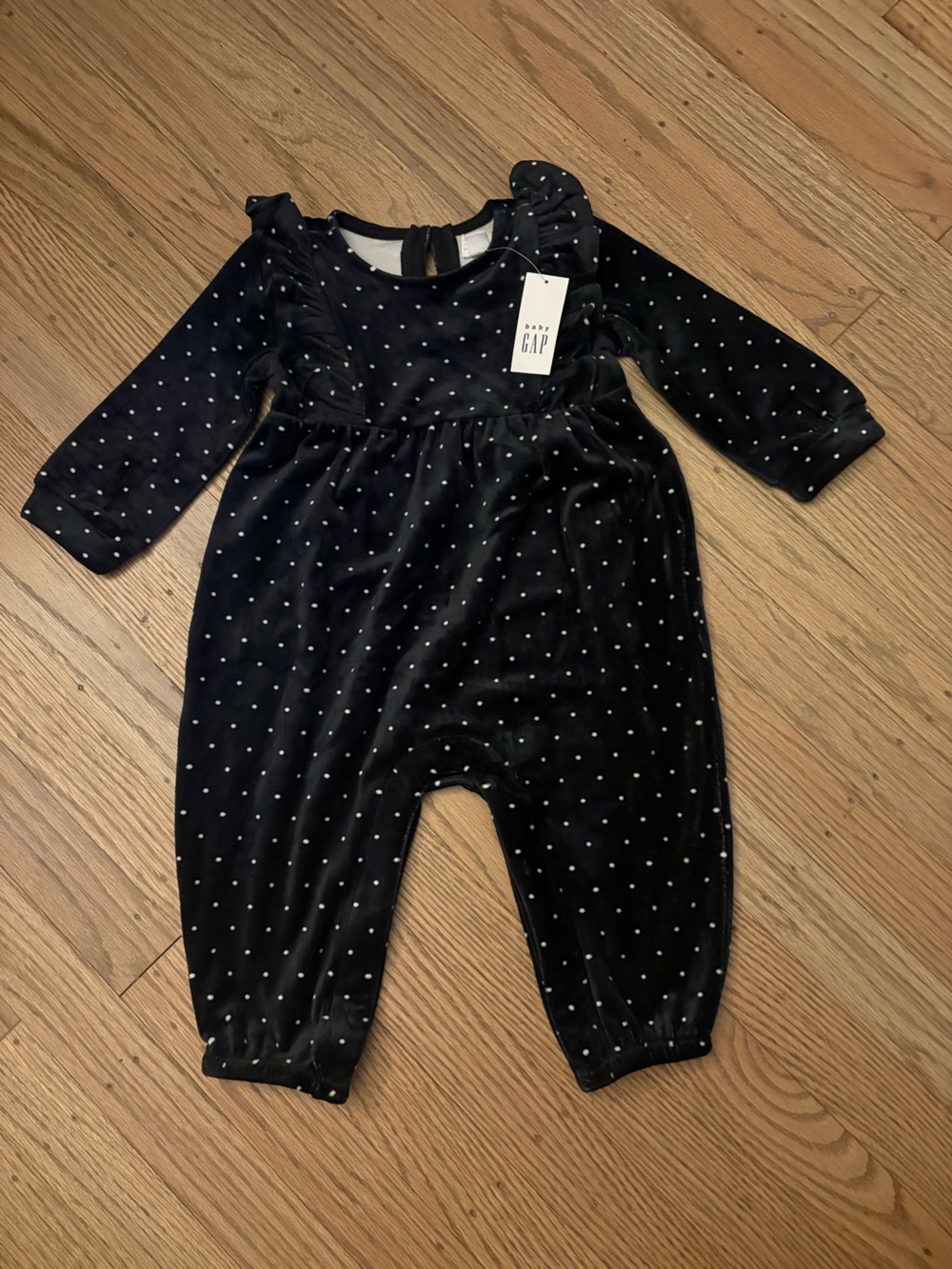 GAP Black Velvet Polka Dot Jumpsuit